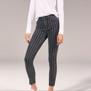 Abercrombie & Fitch High Rise Pinstripe Dark Gray Jeans